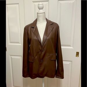 Urban Outfitters - NWT Jules Oversized FAUX Leather Blazer in Brown, Size XS